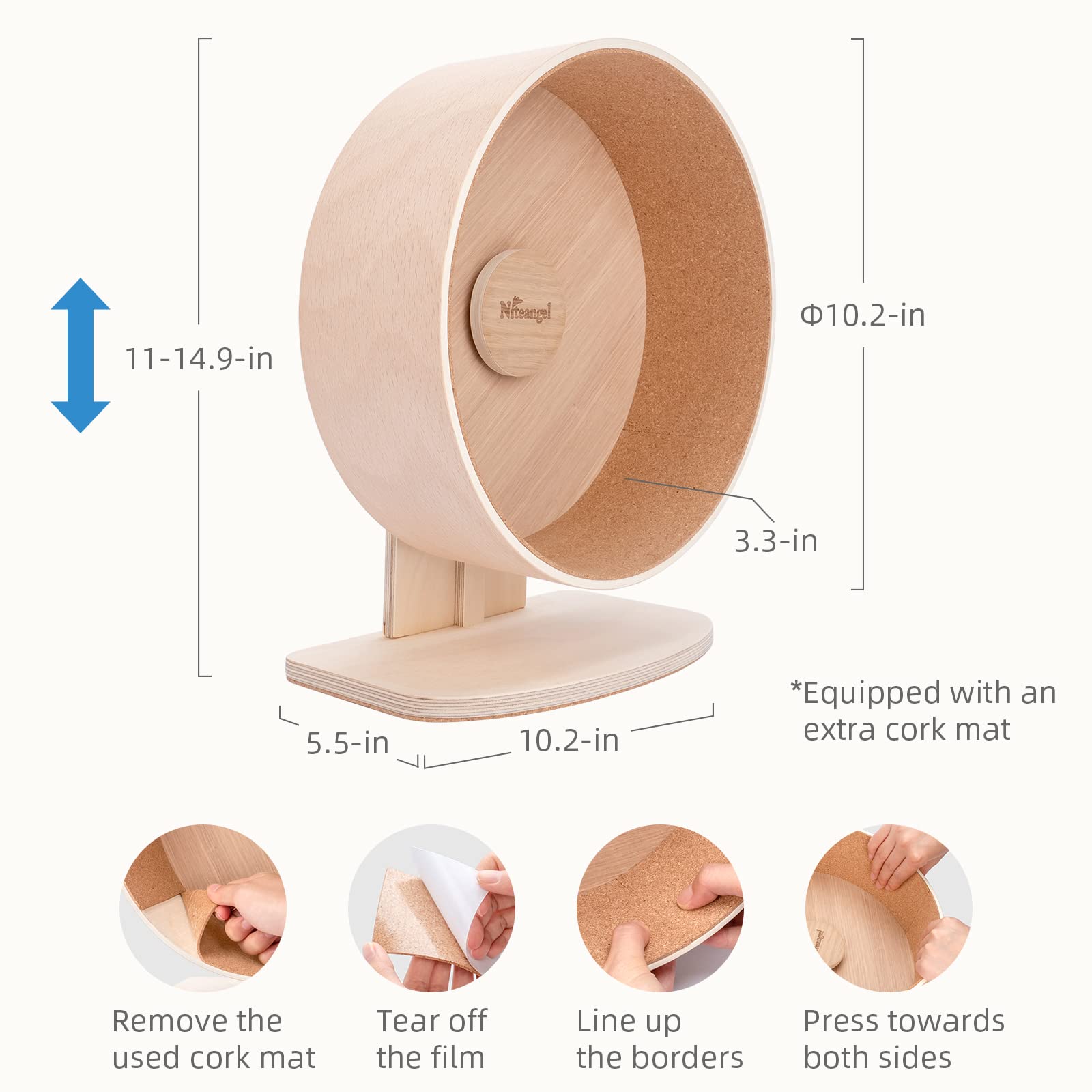 Niteangel Wooden Hamster Exercise Wheel: - Silent Hamster Running Wheel For Hamsters Gerbil Mice And Other Similar-Sized Small P